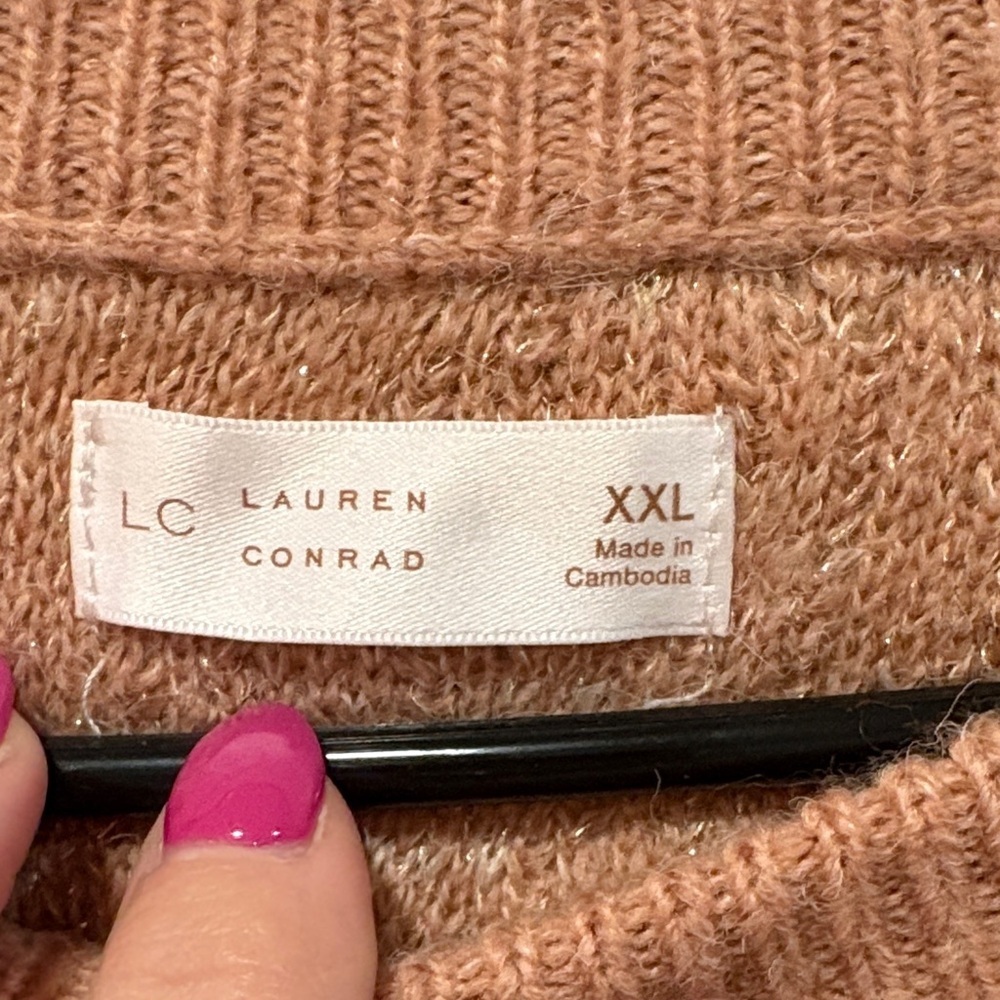 LC Lauren Conrad Textured Button Sweater - Tan - Picture 2 of 8